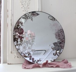 ラウンドミラー 鏡 ミラー アンティーク風 マチルドエム ウォールミラー フランス 壁掛けミラー ラウンドフラワーＬ (583) ゴー