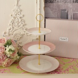 アフタヌーンティースタンド ケーキスタンド 3段 ピンク 可愛い マチルドエム フランス ケーキプレート アフタヌーンティー プレ