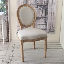 可愛い 椅子 ダイニングチェア アンティーク風 リネンベージュ (203N) フランス家具 輸入家具 ホワイト ファブリックチェア マチ