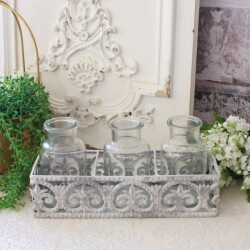 フラワーベース 花瓶 おしゃれ アンティーク調 シャビーシック マチルドエム フランス ガラスベース ３個セット (1010) マチルド