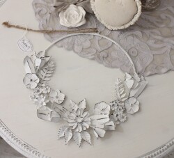 可愛い 壁飾り ウォールオブジェ シャビーシック アンティーク調 アイアン フラワー マチルドエム フランス スワッグ  (250) 壁