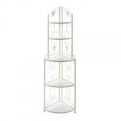 コーナーラック ホワイト アイアン 白 ラック コーナー収納 紋章 ユリモチーフ オフホワイト おしゃれ 可愛い 洋風 シャビーシッ