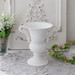 フラワーコンポート アイアンベース アイアン花器 ホワイト 830 底穴有り 鉢カバー プランター 花器 ヨーロピアン 洋風 輸入雑貨