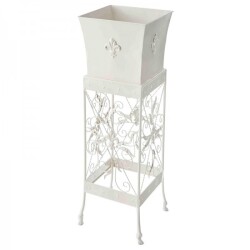 プランタースタンド プランターカバー 花台 セット アイアン プランター台 フラワースタンド (71870)  ホワイト アイアン製 ロコ