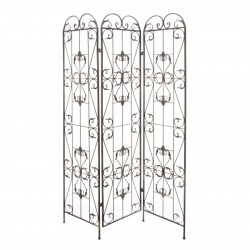 パーテーション アイアン アンティーク調 スクリーン ダークブロンズ 間仕切り (71878) クラシック モダン３連式 自立 ロココ調 