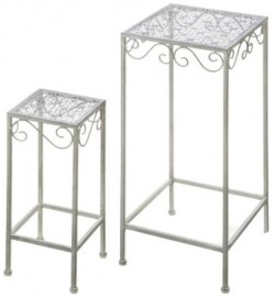 花台 プランタースタンド コンソール ２個セット アイアン プランター台 フラワースタンド (71853) アンティークグレー 飾り台 