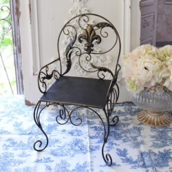 プランタースタンド アイアン製 花台 チェア ミニチェア 置物 椅子 (863) ダークブロンズ オブジェ 置物 ロココ調 姫系 可愛い 
