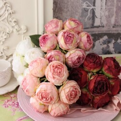 ローズブーケ バラ 薔薇 ブーケ フラワーブーケ 造花 ピンク ホワイト モーブ ワイン アーティフィシャルフラワー オールドロー
