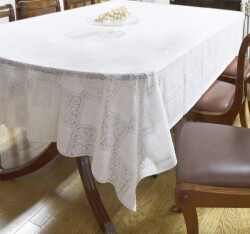 テーブルクロス PVC ビニルクロス ローズ ローズ柄 ホワイト ４人掛け 135cm×180cm ビニール製テーブルクロス 撥水 はっ水 レー