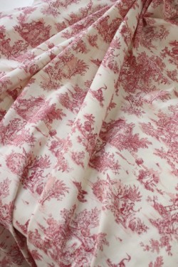 トワルドジュイ フランス製 生地 田園 輸入生地 服地（オフホワイト×ワイン） トワル・ド・ジュイ フランス製 輸入生地 カーテン