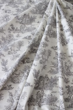 トワルドジュイ フランス生地 田園 フランス製 生地 （オフホワイト×グレー） トワル・ド・ジュイ フランス 輸入生地 カーテン生