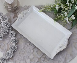 シャビーレクトトレー トレイ ホワイト トレー 白 長方形 プレート トレー アンティーク風 antique アンティーク ディスプレイト