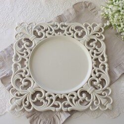 デコラティブ スクエアトレー トレイ トレー ディスプレイ アンダープレート アイボリー ホワイト 軽量 インテリアトレイ アンテ