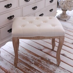 スツール チェア 木製 ホワイト アンティーク調 リネンベージュ 椅子 輸入家具 アンティーク風 シャビーシック 洋風 アンティー