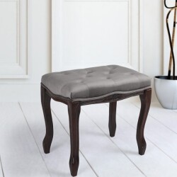 スツール グレー ブラウン ベロア 木製 布張り 椅子 クラシック 輸入家具 クラシカル モダン アンティーク風 洋風 アンティーク 