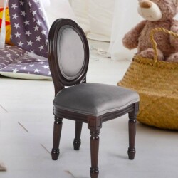 子供用 椅子 チャイルドチェア ドールチェア チェア 小型 子供椅子 木製 ブラウン グレー ベロア アンティーク調 布張り 椅子 輸