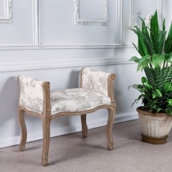 スツール 玄関スツール 玄関椅子 ジュイ柄 アンティーク風 チェア 輸入 椅子 木製 トワルドジュイ 布張り 輸入家具 フランス生地