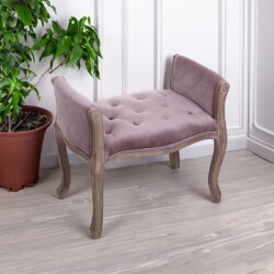 スツール 持ち手付きスツール ベロア ピンク 玄関椅子 玄関スツール 可愛い 輸入 椅子 木製 輸入家具 アンティーク風 シャビーシ