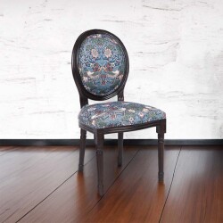 チェア ダイニングチェア いちご泥棒柄 MORRIS モリス ダークブラウン クラシック 輸入 椅子 木製 バード いちご 布張り 輸入家