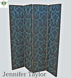 パーテーション 間仕切り ダマスク ブルー ４連パーテーション ジェニファーテイラー Carlisle Jennifer Taylor 衝立 スクリーン
