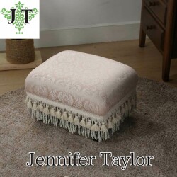 フットスツール スツール オットマン 足置き 可愛い ピンク ダマスク柄 ジェニファーテイラー ハルノピンク アンティーク風 布張