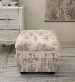 スツール 収納付き トワルドジュイ ホワイト 収納スツール ジェニファーテイラー 収納ボックス オットマン （オフホワイト×ベー