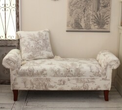 ベンチスツール 横長ベンチ ジェニファーテイラー トワルドジュイ アームベンチ ホワイト ジュイ柄（オフホワイト×ベージュ031）