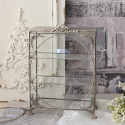 ガラス収納 コレクションケース ディスプレイケース ガラスケース 飾り棚 小物入れ リボン アンティーク調  (305) アンティーク