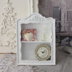ウォールラック シェルフ 壁掛け ラック ディスプレイ 小物入れ ミニシェルフ ホワイト 白 薔薇 ローズ アンティーク調 (77161) 