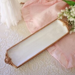 デコラティブ レクト トレイ 小物入れ 横長 ディスプレイトレー インテリアトレー ホワイト ゴールド (155) アンティーク風 クラ