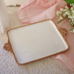 デコラティブ トレイ 小物入れ レクト ディスプレイトレー インテリアトレー ホワイト ゴールド (112) アンティーク風 クラシッ