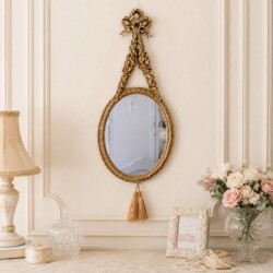 (SALE30%OFF) ロココ調 壁掛けミラー リボン ローズガーランド ミラー 壁掛け シルバー 鏡 アンティーク風  (125) アンティーク 