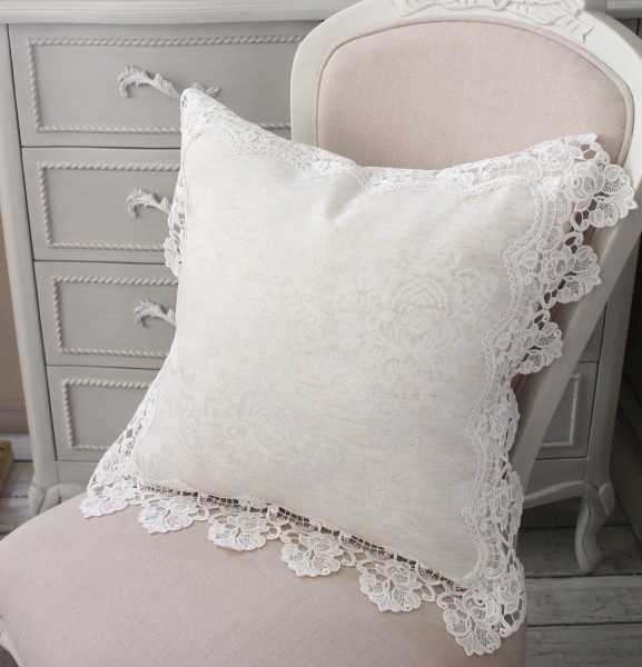 SALE30%OFF) クッションカバー はっ水 オフホワイト 撥水 レース