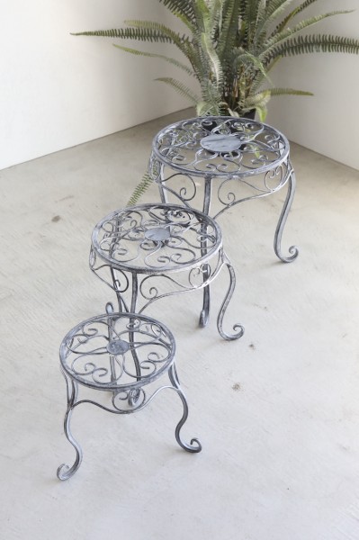 フラワースタンド ラウンドスタンド 3点セット グレー ポルヴィ 花台