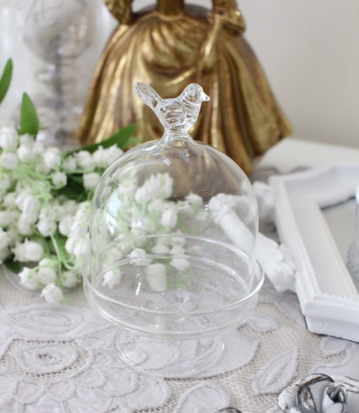 ガラスケース コンポート 小鳥 キャニスター 小物入れ バード