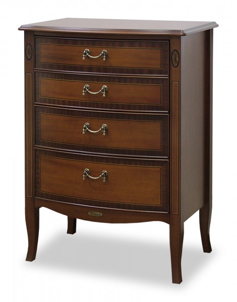 チェスト 4引き出し 収納家具 象嵌 ベネチア ブラウン アンティーク調