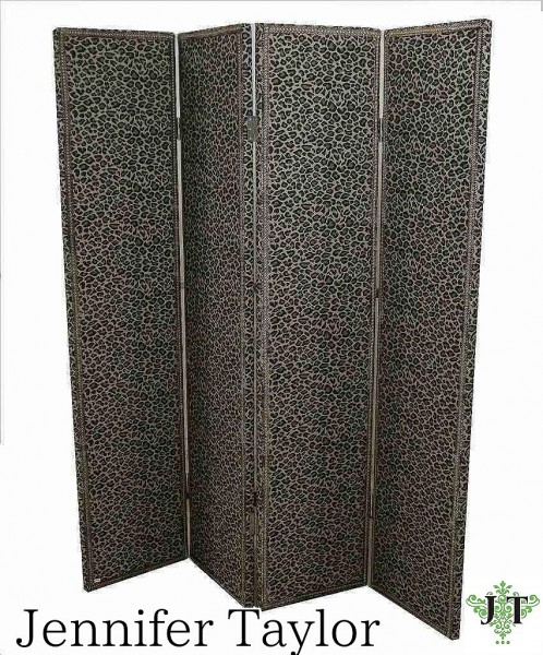 パーテーション 間仕切り ヒョウ柄 4連パーテーション ジェニファー