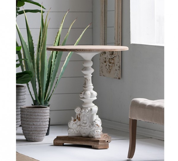 カリフォルニアスタイル シャビーカフェテーブル　チーク×ホワイト カリフォルニアスタイル シャビーテーブルホワイト 無垢カリフォルニア