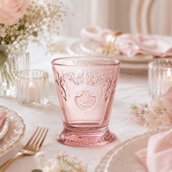 ラ・ロシェール La Rochere タンブラー グラス ピンク フランス製 おしゃれ かわいい コップ シェルモチーフ カフェグラス ヴェ