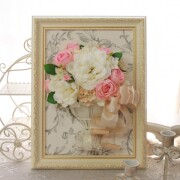 造花 壁飾り 額アレンジC ラワーアレンジメント 壁掛け ギフト アーティフィシャルフラワー シルクフラワー バラ 薔薇 かわいい 