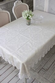テーブルクロス　ジャガード　上品 楽天市場】撥水 テーブルクロス オフホワイト レース 135
