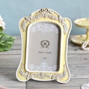 リボンローズ フォトフレーム 写真立て アンティーク風 イエロー  薔薇 ローズ (1486) アンティーク おしゃれ リボン かわいい