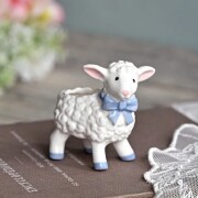 ミニチュア 小物入れ オブジェ ひつじ 羊 可愛い 陶器製 ブルームミニシープ (088) アンティーク風 おしゃれ リボン かわいい ホ