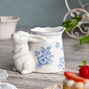 ミルクピッチャー 陶器 小物入れ ミルクポット ラビット うさぎ 可愛い 花柄 陶器製 ブルームラビットミルクピッチャー (091) ア