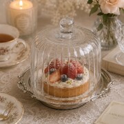 ケーキドーム付き シルバープレート シルバー プレート トレイ ルミエール ガラスドーム＆トレイ ショート (1536) シルバー食器 