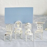 (SALE20%OFF) カードスタンド シルバー チェア ４個セット 椅子 ロココ調 アンティーク風 おしゃれ アンティーク調 クラシック 