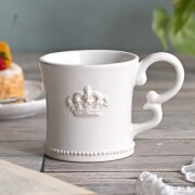 ロイヤルクラウン マグカップ ホワイト マグ 陶器 コップ  洋食器 アンティーク調 陶器製 シャビーシック 可愛い おしゃれ クラ