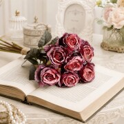 ローズブーケ 造花 薔薇 (モーブ592) 花束 ７本セット ローズ ブーケ バラ 可愛い 花 アーティフィシャルフラワー ギフト プレゼ
