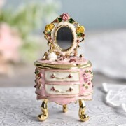 ロココ花柄レースのアクセサリートレイと ロココなレース装飾の円形小物入れ　2点 新着アイテム