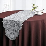 テーブルランナー レース シルバー 刺繍 40×140 テーブルセンター ノーブルシリーズ (1443) アンティーク風 エレガント